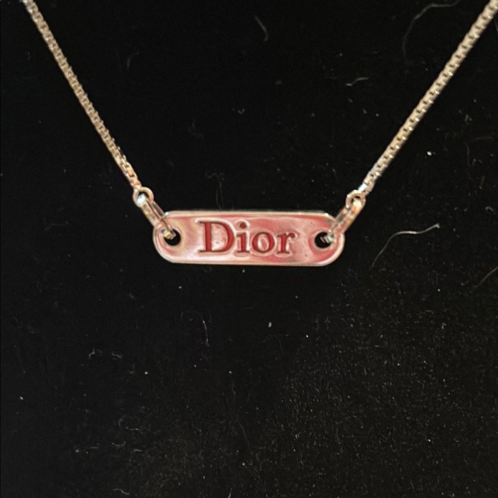 Dior Red and Silver Necklace